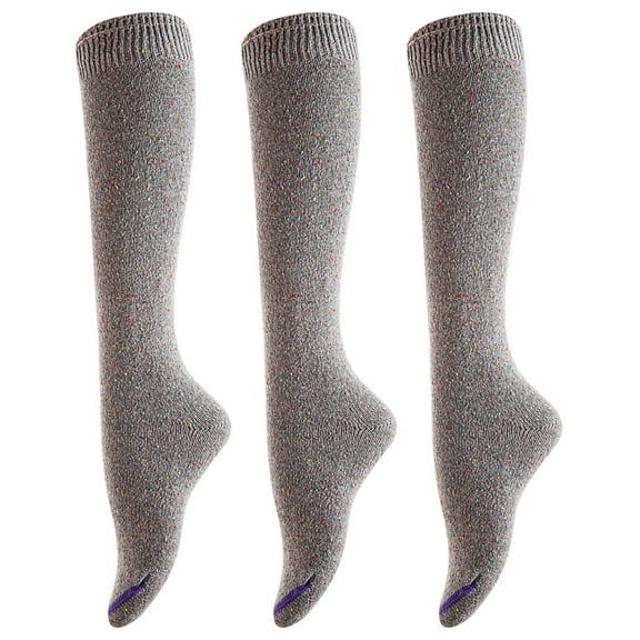 Women's 3 Pairs Attractive, Breathable, Lightweight, Moisture Wicking & Extra Soft Knee High Cotton Boot Socks Size 6-9 AAT158212-1c2Grey