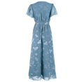 thumbnail image 4 of B91xZ Robes Formelles pour Femmes Printemps Été Col en V Profond Élégante Robe Mini Nœud Papillon, Bleu G, 4 of 4