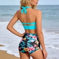 thumbnail image 4 of GDREDA Detachable Padding Neck Printed Two Piece Tankini Swimsuit High Waist Adjustable Ties Blue2,M, 4 of 6