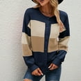 thumbnail image 4 of Viikei Plus Size Cardigans for Women Sweater Coat Cardigan Women Cardigans Clearance Casual Stripe Stitching Recreational Long Sleeve Cardigan Loose Sweater Coat, 4 of 7