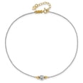 thumbnail image 4 of 14k Two-tone Anklet 9 inch mm White Gold Ropa Diamond Cut Bead 9in Plus 1in Ext., 4 of 7