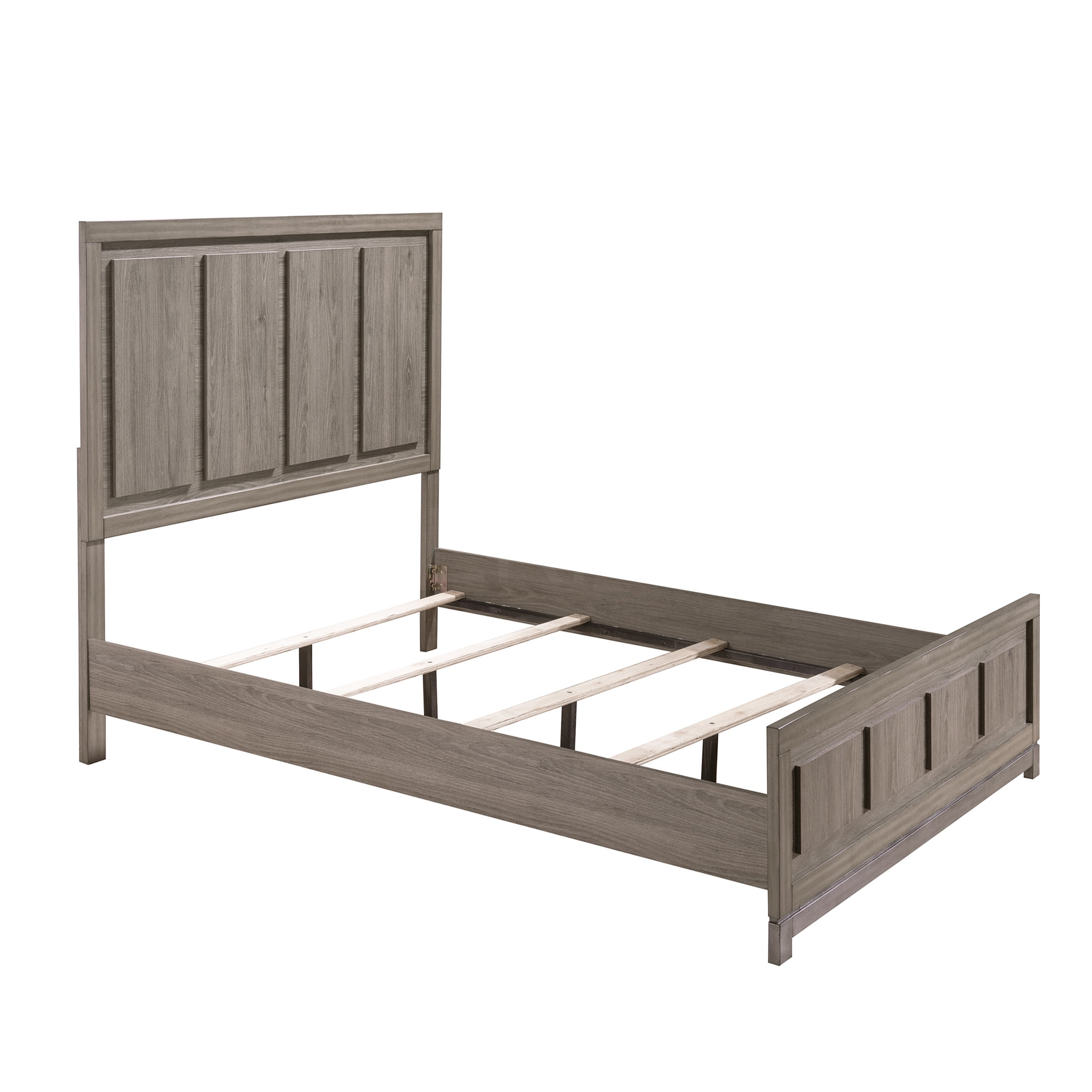 JERFIT Modern King Size Bed Frame with Headboard, Minimalist Platform Bed, Grey Oak Wood Bedroom Furniture
