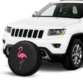 thumbnail image 2 of KAKALAD Pink Flamingo On Black Spare Tire Cover Universal Vehicle Accessories Buckle Car Tools 17”in, 2 of 6