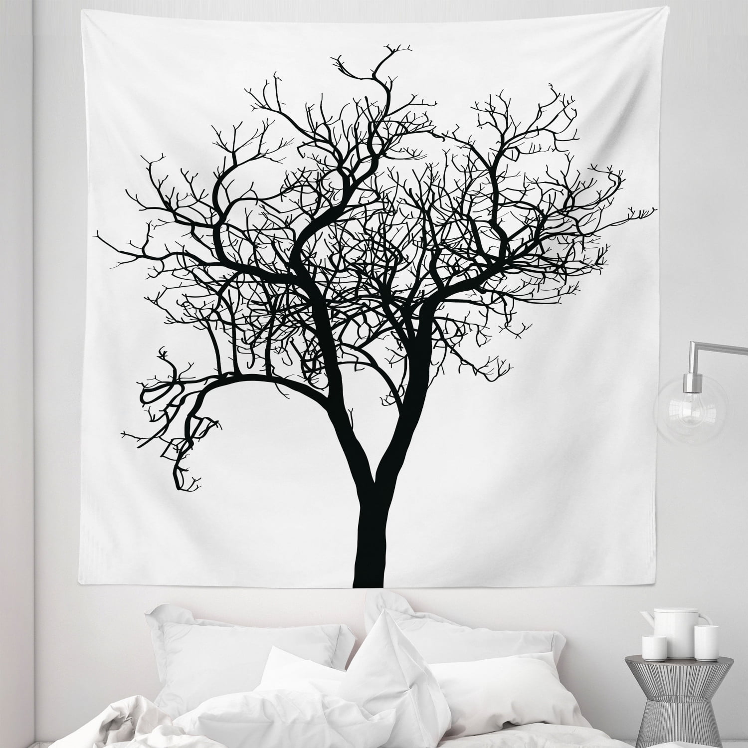 Black and white tree tapestry sale