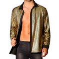 thumbnail image 1 of Camisas de disco de los años 70 inspiradas en el estilo chic para hombres, de manga larga, con botones, brillantes, para fiestas y promociones, camisa de lentejuelas de los años 70, color dorado, 1 of 5