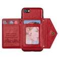 thumbnail image 2 of Dteck Card Holder Wallet Zipper Back Case for iPhone SE 2022 4.7-inch,iPhone 8/7 Shockproof Rubber Hybrid Leather Kickstand iPhone SE 2nd Gen 2020 Cover with Cross Body Shoulder Strap,Red, 2 of 8
