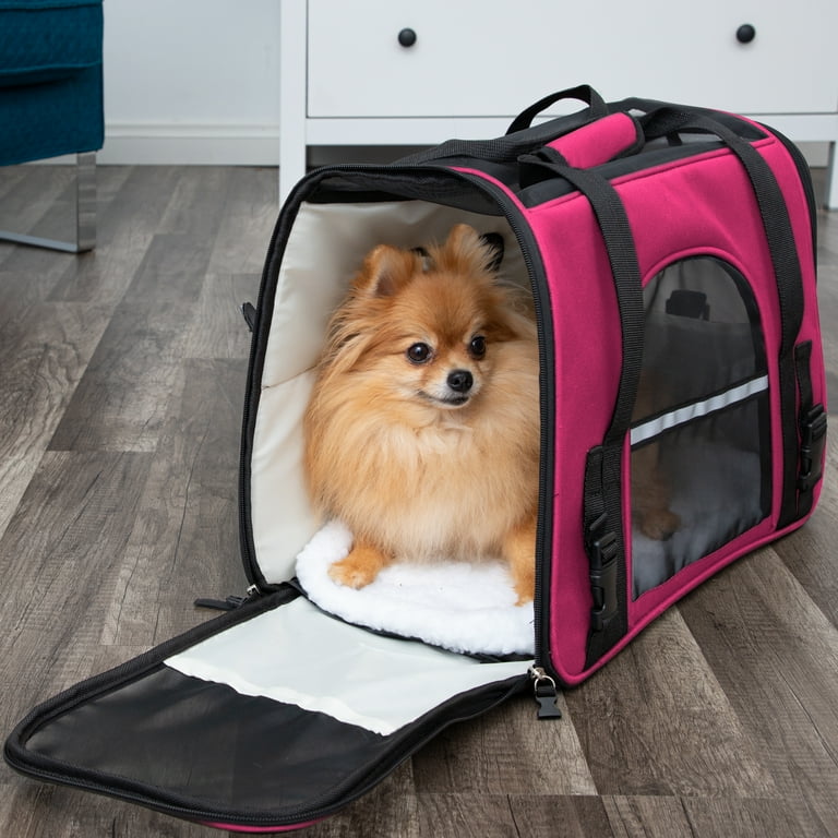 Paws Pals Airplane Approved Pet Carrier Soft Sided for Dogs Cats with Shoulder Pack Hot Pink Small Walmart