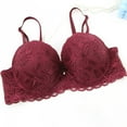 thumbnail image 3 of YDFCWXW Bras for Women Comfort Plus Size Full-Coverage Sexy Lace Bras Push Up Padded Support Everyday Bra (Wine, 3XL), 3 of 3