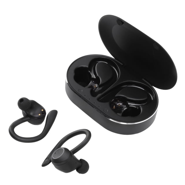 Auriculares Bluetooth estéreo impermeables con cancelación de ruido, auriculares inalámbricos con micrófono, gancho para la oreja para conducir, deportes, viajes, color negro