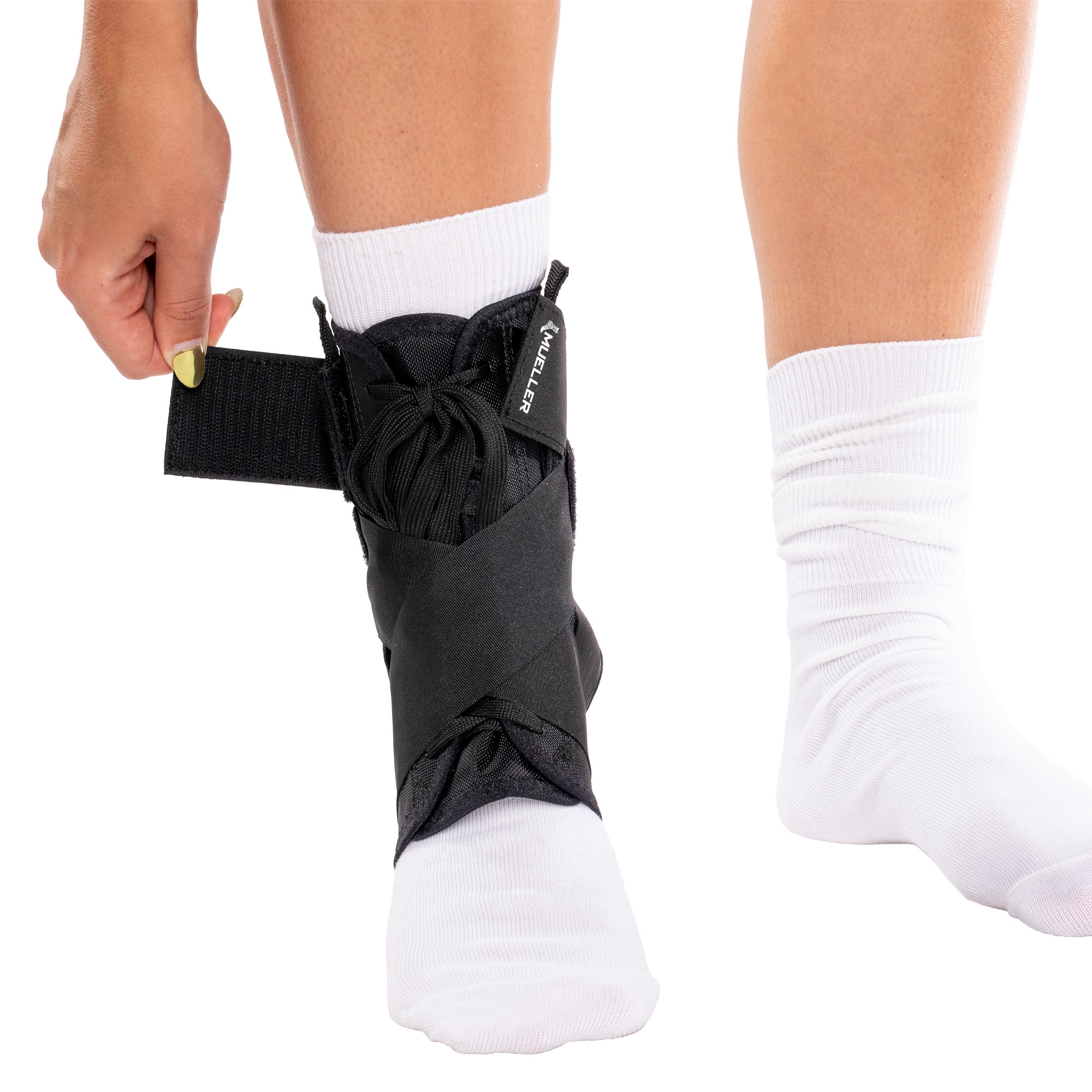 Mueller® Soft Ankle Brace with Straps, Large, Adjustable Ankle Support