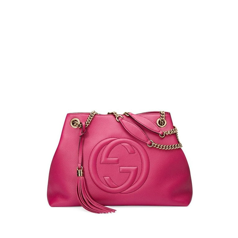 Gucci Soho Leather Shoulder Bag Pink Bright Bouganvillia Leather
