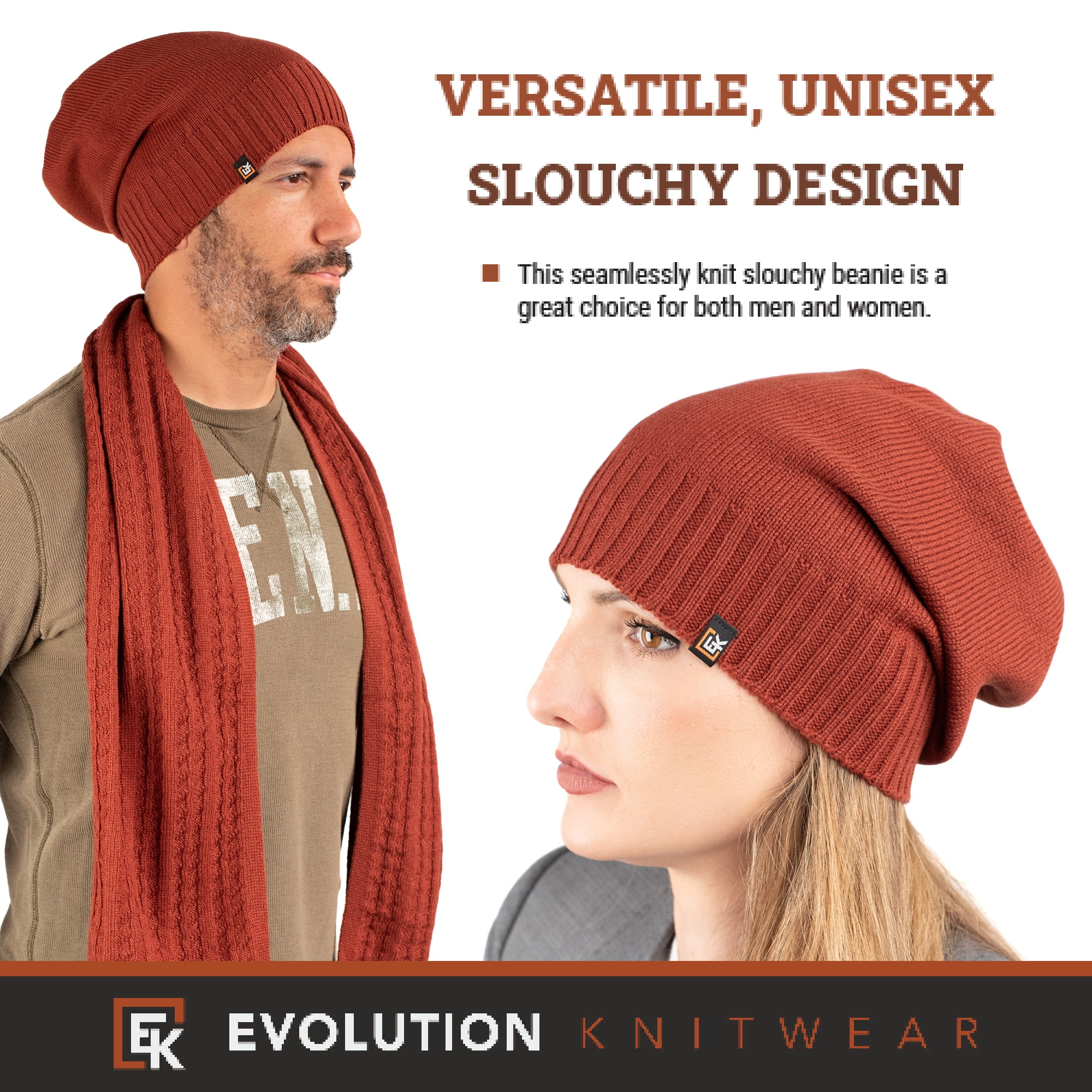Wool Slouchy Beanie Hat for Men or Women - Super Soft Merino  display picture 1