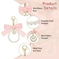 thumbnail image 3 of Ribbon Bow Keychain, Cute Pearl Wristlet Keychain, Bag Accessories Bow Charm, Light Pink, 3 of 6