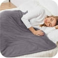 thumbnail image 5 of Electric Blanket Heated Throw 50"x60" Size, Super Soft Polar Fleece & Sherpa Fabric with 4 Heating Levels & 3 Hours Auto Off, Machine Washable for Couch Sofa Home Office Usage-Grey, 5 of 14
