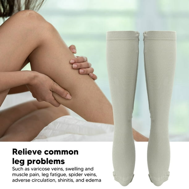 1 Pair Compression Socks, 15-20mmHg Closed Toe Zipper Socks Women Knee High Compression  Stockings 