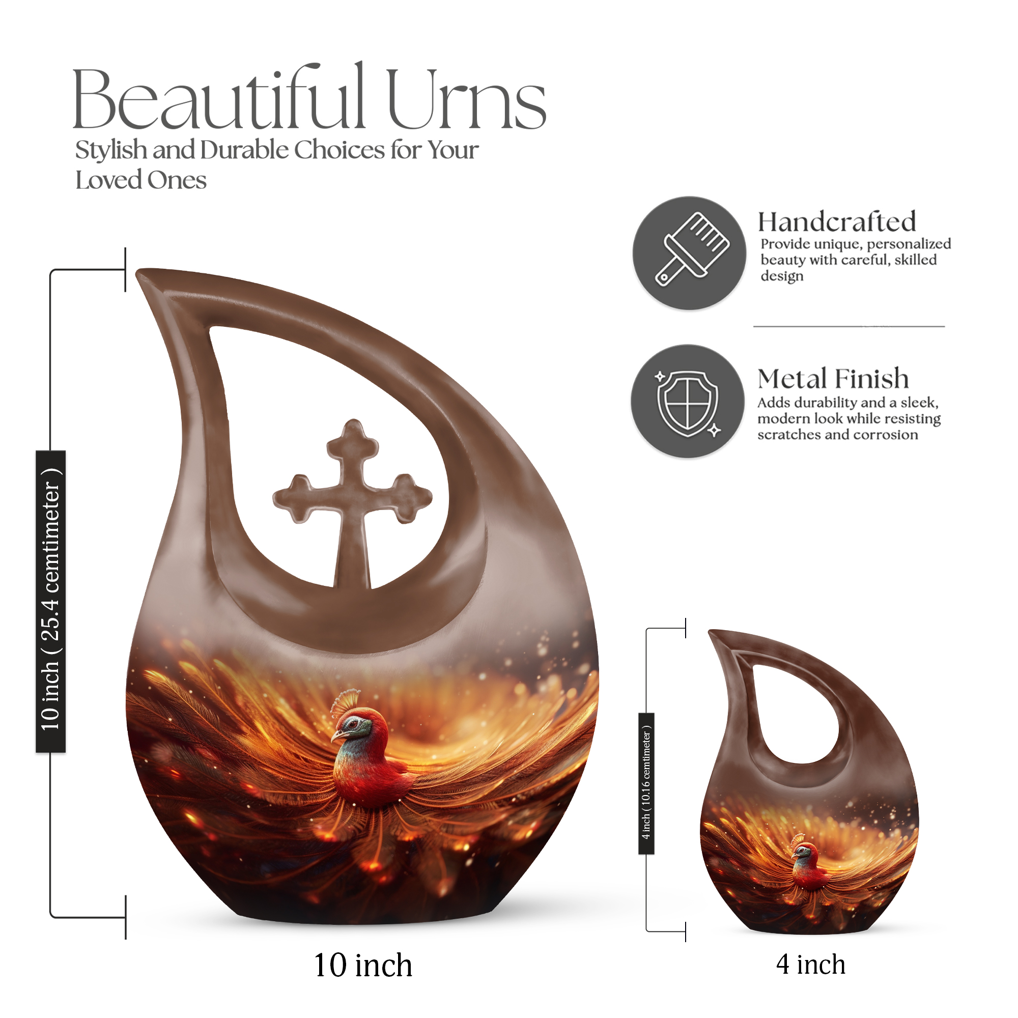 MUKTIVE Phoenix Bird Cremation Urns for Human Ashes, Urn for Mom(1 Large, 4 Keepsake) Ash Holder, Keepsake Urns for Human Ashes Adult Female & Male, Tear Shape Keespake for Adult