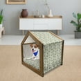 thumbnail image 3 of Floral Pet House, Garden Art with Vertical Stalks Ornamental Botany Theme Vintage Art, Outdoor & Indoor Portable Dog Kennel with Pillow and Cover, 5 Sizes, Pale Green Yellow, by Ambesonne, 3 of 5