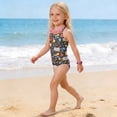 thumbnail image 4 of CCRFTGI Girl Swimsuit One Piece Size 10-12 Cute Bathing Suit Summer Adjustable Straps Beach High Waisted Notebook Pencil Vacation Girls Fashion Girls Swimwear for Kids Black 11-12 Years, 4 of 8