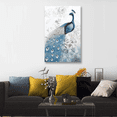 thumbnail image 2 of Rosework Framed Canvas Wall Art, 16x24 Inch, Blue Peacock on White Background, Made In USA, 2 of 6