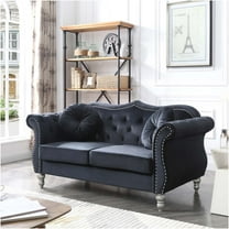 JERFIT Modern Velvet Loveseat Sofa for Small Spaces, Black Small Couch with Flared Arms and Soft Foam Cushioning, Transitional Accent Chair for Living Room, Apartment, Dorm