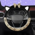 thumbnail image 5 of Plush Car Steering Wheel Cover Luxurious Leopard Print Universal Fit for Car SUV Warm Soft Anti-Slip, 5 of 6