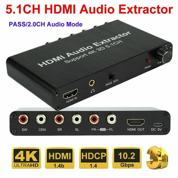 4K 60Hz HDMI Audio Extractor for PS5 PS4, BolAAzuL HDMI 2.0 5.1Ch Audio Splitter Converter HDMI ARC HDR HDCP2.2