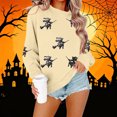 thumbnail image 6 of Womens Halloween Tops Printed Crew Neck Long Sleeve Elastic Hem Fashion Loose Fall Pullover Top Khaki L, 6 of 6