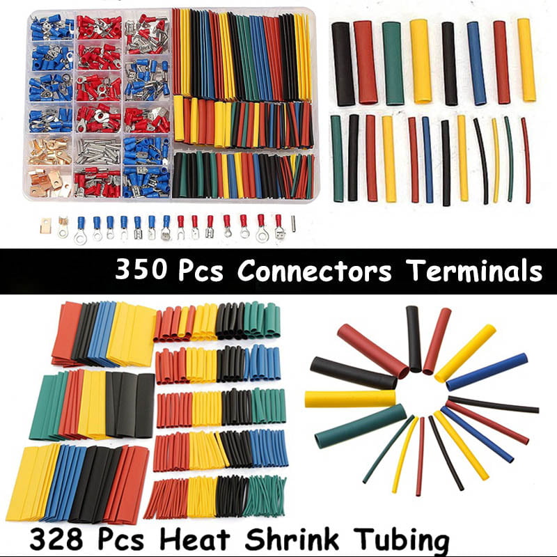 Thethan 350pcs Wire Crimp Terminals Connectors and 328pcs Assorted Heat Shrink Tube Sleeving Kit