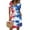 Blue, variant on Women's 4th of July 250th Anniversary Patriotic Dress Short Sleeve Button Neck Printed Star Pattern Crew Neck Casual Independence Day USA Flag Summer Everyday Wear Round Neck Dress Blue L