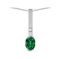 thumbnail image 2 of Star K � Oval 8x6mm Simulated Emerald Bar Pendant Necklace, 2 of 9