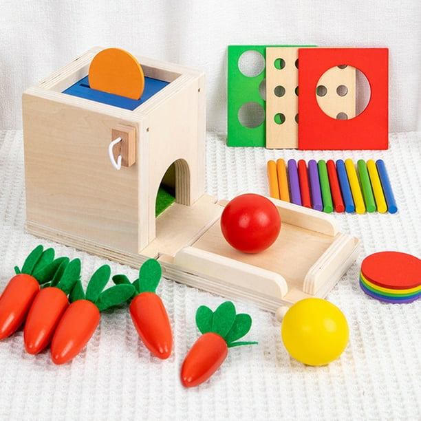 Willstar Wooden Play Kit Montessori Toy Including Carrot Harvest Coin Box Matchstick And Ball Drop Game Develop Fine Motor Skills Toddler Early Learni