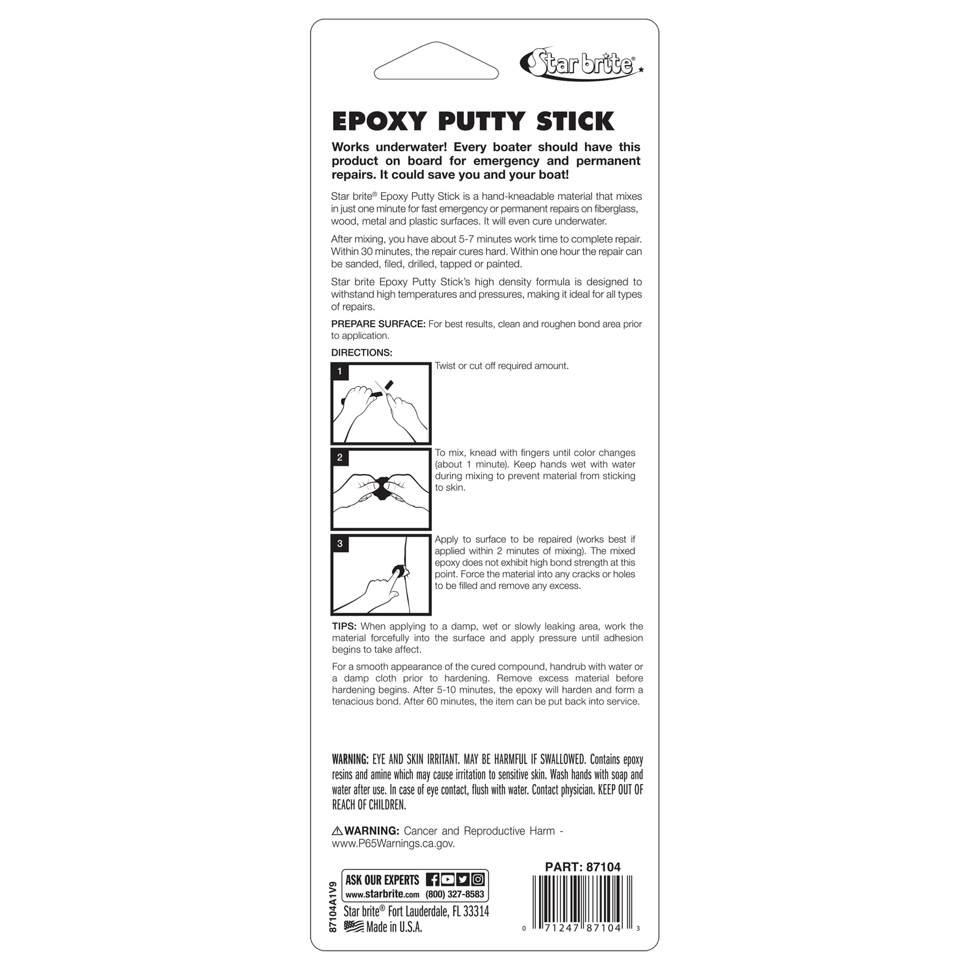 Star Brite 87104 Epoxy Repair Stick 4oz Putty Stick