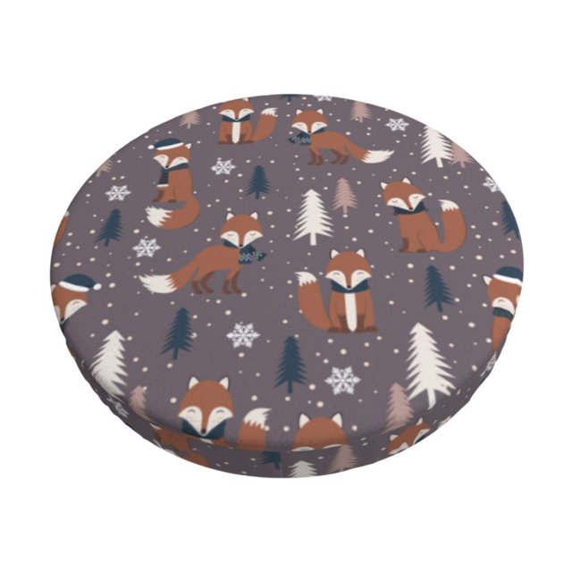 Balery Snowflake Fox Fundas de asiento para taburete de bar redondo de tela de terciopelo ajustables que protegen de arañazos y manchas para sillas de 14 a 17 pulgadas.-14 inch