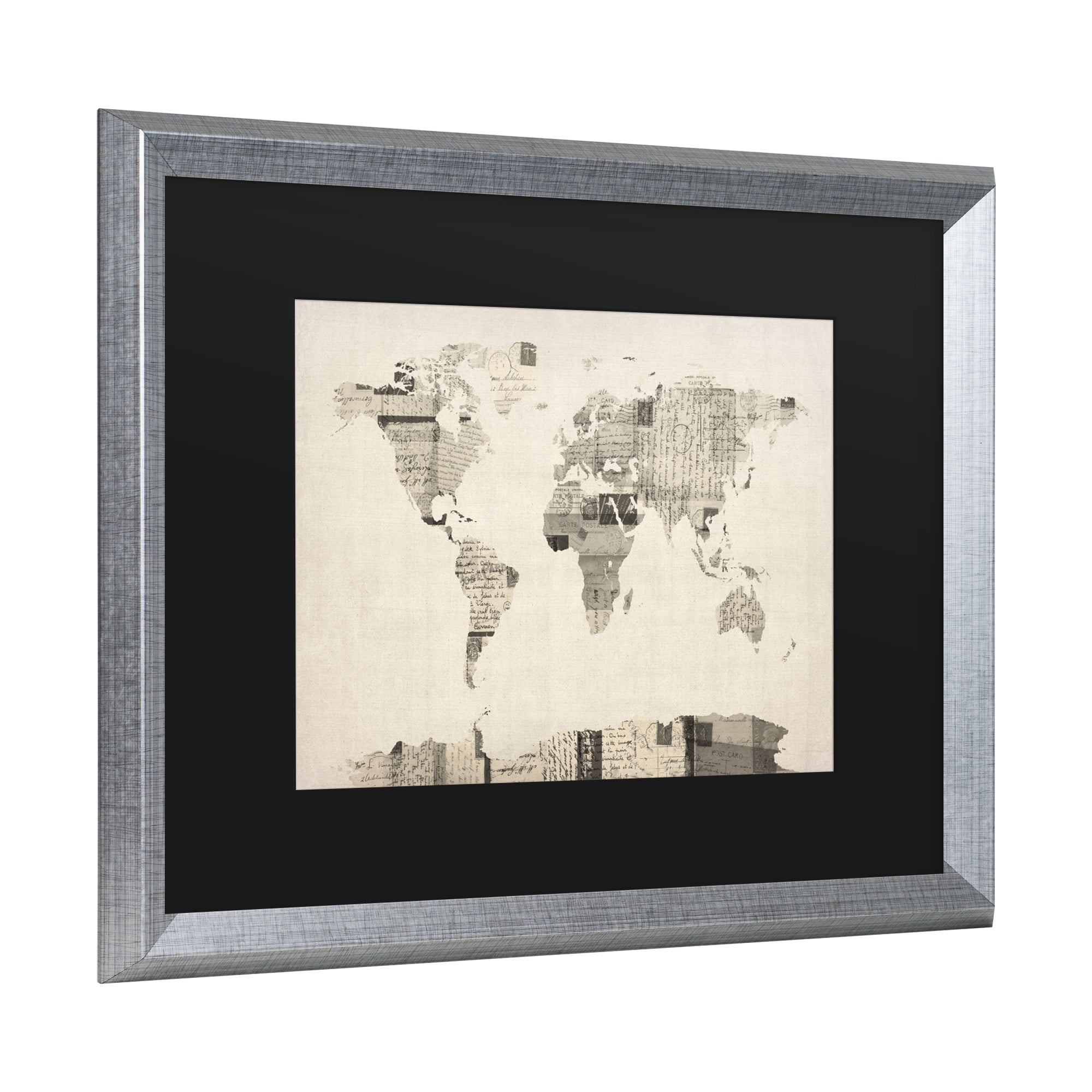 Trademark Fine Art 'Vintage Postcards World Map' Canvas Art by Michael Tompsett