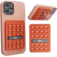 thumbnail image 1 of AIR-Silicone Suction Phone Case with Kickstand Adhesive Mount, Glass Gym Mirror Back of Phone Sticky Grip Suction Holder, Compatible with iPhone and Android (Orange), 1 of 4