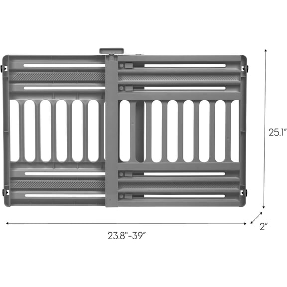 25-39 Inch Expandable Dog Gate, Adjustable Indoor Pet Barrier for Puppy Small Dog Cat, Easy Twist Lock Portable Stair Doorway Fence, Gray