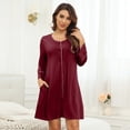 thumbnail image 1 of Camisón elegante, camisón con cierre de botones para mujer, vestido de pijama informal, camisón con botones, rendimiento comprobado, 1 of 7