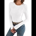 thumbnail image 2 of Blusa de Larga con Cuello Redondo para Mujer, Moda de Otoño 2025, Camiseta Básica de Punto Texturizado de Corte Entallado, Ropa Y2K XXL, 2 of 8
