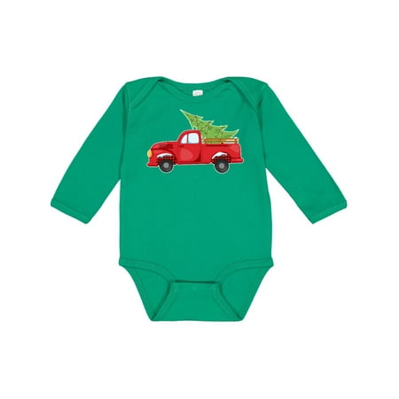 

Inktastic Christmas Vintage Truck with Christmas Tree Gift Baby Boy or Baby Girl Long Sleeve Bodysuit