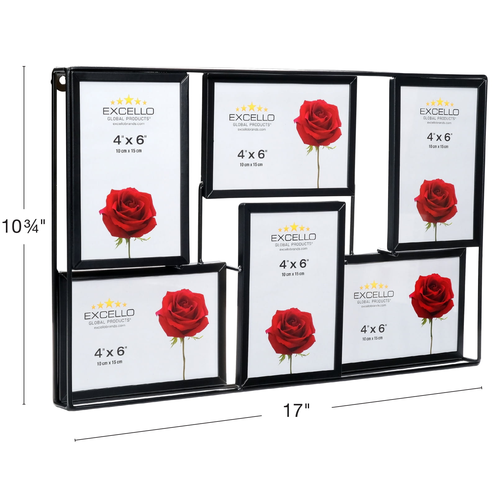 Excello Global Products 3D Wireframe Collage Picture Frames, Wall Mount Family Picture Frames, Black Photo Frames, 10.75" X 17" X 1.12"