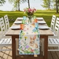 thumbnail image 4 of Table Runners 72 Inches Long Dress Scarves, Happy Easter Bunny Farmhouse Kitchen Table Runner, Coffee Tablerunners, Spring Floral Burlap Blue Plaid 18x72 Inch, 4 of 9
