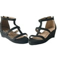 thumbnail image 2 of Christy-8 Girl's Big Kid Fashion Sparkle Rhinestone Party Bridal Platform Wedge Dress Sandals Black Glitter 1, 2 of 7