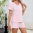thumbnail image 2 of Cmfcve Two Piece Outfits for Women Lounge Sets Casual Crew Neck Short Sleeve Top & Shorts Set, 2 of 6