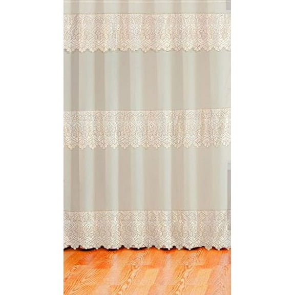Green Burgundy Pink Beige Room Decor Satin Sheer Window Curtain Drapes 60x90" (1, Beige Curtain)