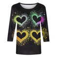 thumbnail image 4 of Valentine Top, Womens Heart T Shirt, 3/4 Sleeve Tee for Women Women's Fashion Tees Casual Crewneck 3/4 Sleeved Loose T Shirt Ladies Tops Blouse Shirts, 4 of 5