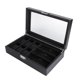 thumbnail image 3 of Caja de almacenamiento negra, caja de almacenamiento de gafas con 6 ranuras de PU negra, caja de almacenamiento para relojes, la mejor de su clase, 3 of 8