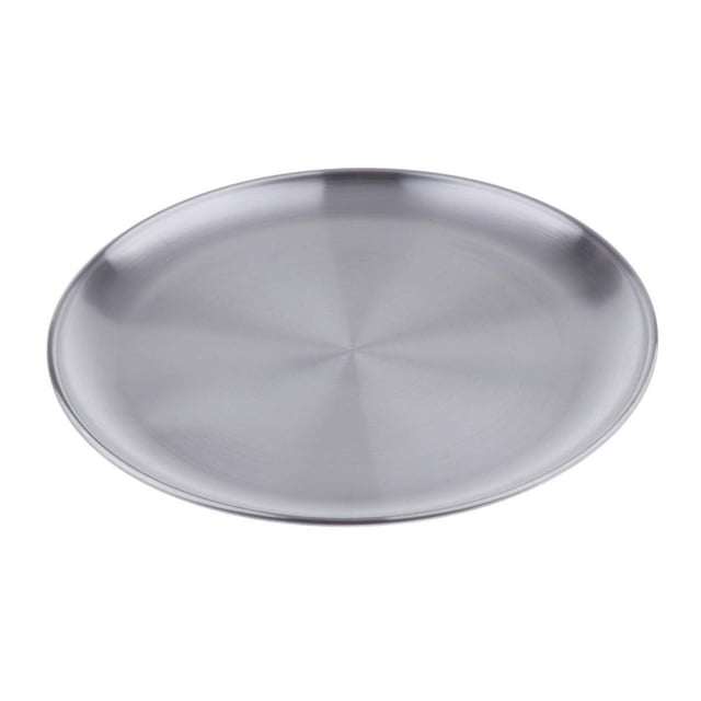 NUEVAS Placas Redondas de Acero Inoxidable para Acampar de Aire Libre Bandeja de Servicio 30 centimetros Macarena Plato llano de acero inoxidable