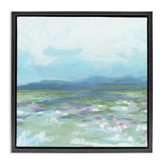 Stupell Industries Coastal Foggy Valley Landscape Black Floating Frame Canvas Art, 18 x 18, by June Erica Vess
