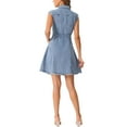 thumbnail image 3 of INSPIRE CHIC Denim Tank Dress for Women's Button Down Lapel Belted A-line Dresses, 3 of 5