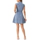thumbnail image 3 of Vestido de tanque de mezclilla INSPIRE CHIC para mujer, con botones, cuello de solapa, ceñido a la cintura, en línea A, color gris azul, 3 of 6